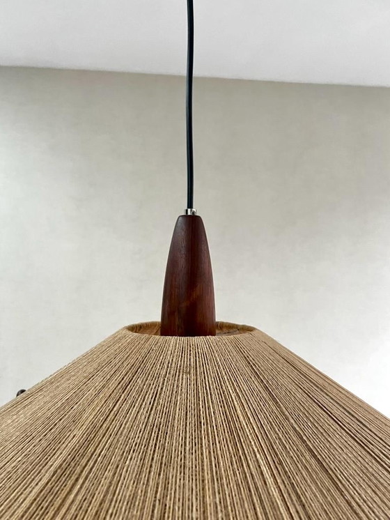 Image 1 of Scandinavian Design hanging lamp from Temde Leuchten Teak and Rope