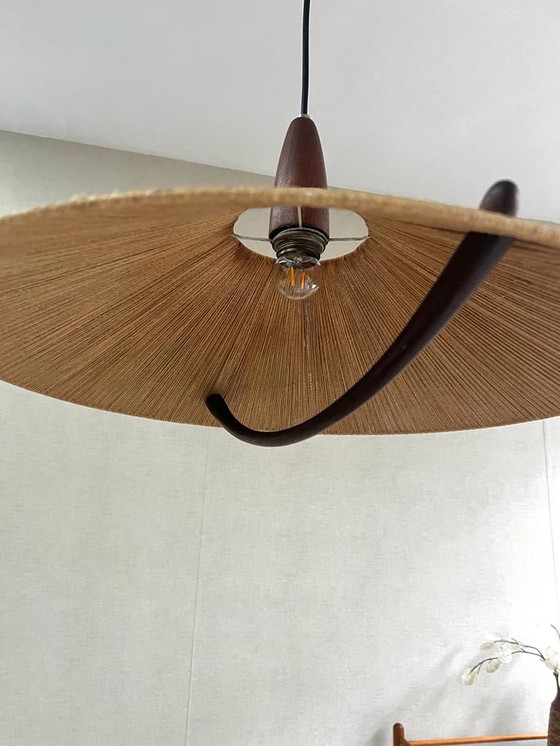 Image 1 of Scandinavian Design hanging lamp from Temde Leuchten Teak and Rope