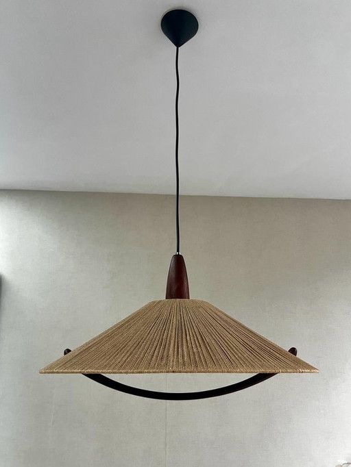 Scandinavian Design hanging lamp from Temde Leuchten Teak and Rope