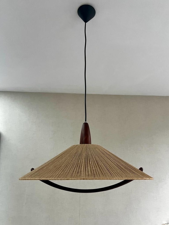 Image 1 of Scandinavian Design hanging lamp from Temde Leuchten Teak and Rope