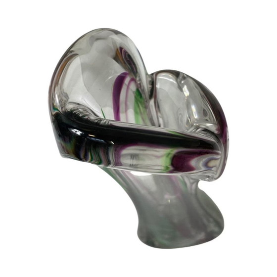 Image 1 of Max Verboeket - Kristalunie Maastricht - Vase (Grand) avec violet et vert - Non utilisé, vintage -