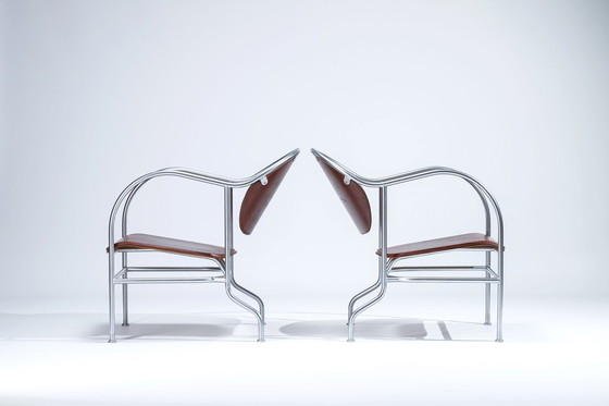 Image 1 of Ensemble de chaises longues en cuir par Mats Theselius