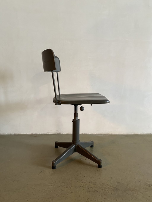 Grey Swiveling Desk Chair, 1940s