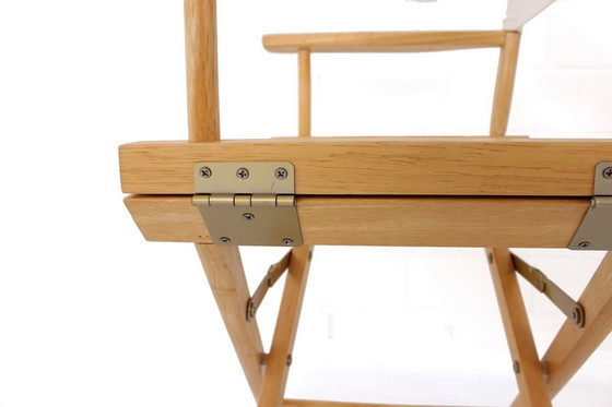 Image 1 of Sedia da regista vintage / sedia da regista con rivestimento in lino di alta qualità