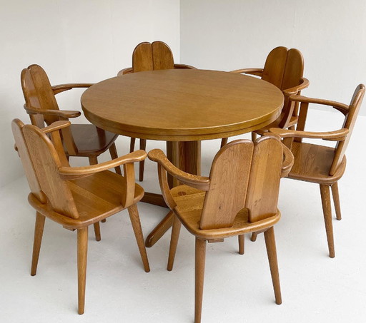 Brutalist dining set with extendable table