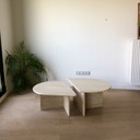 Table basse vintage en travertin