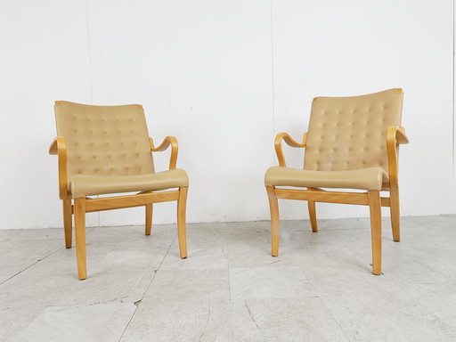 Pair of Mina armchairs by Bruno Mathsson, 1960s