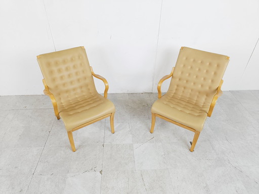 Pair of Mina armchairs by Bruno Mathsson, 1960s