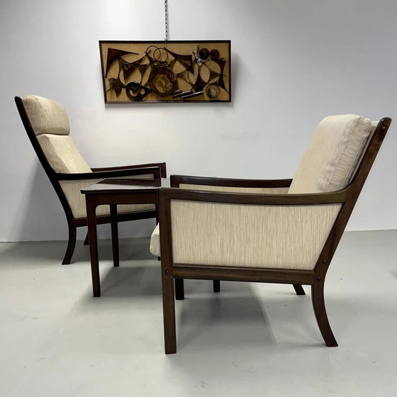 Image 1 of 2x Poul Jeppesen chairs + 1x coffee table Ole Wanscher