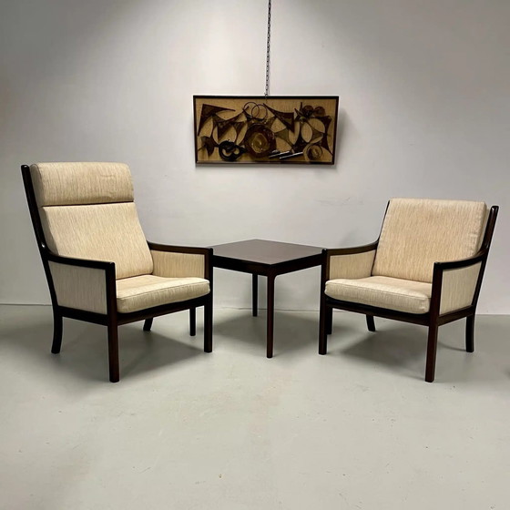 Image 1 of 2x Poul Jeppesen chairs + 1x coffee table Ole Wanscher