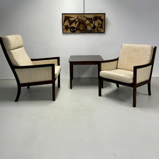Image 1 of 2x Poul Jeppesen chairs + 1x coffee table Ole Wanscher