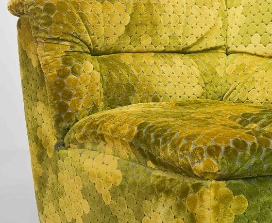 Image 1 of Laauser Gold- Green Velvet Dots Modular Lounge Sofa Set, 6 Elements. Germany, 1970s