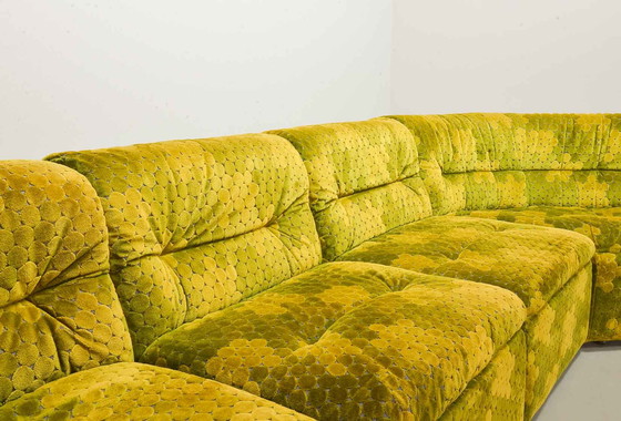 Image 1 of Laauser Gold- Green Velvet Dots Modular Lounge Sofa Set, 6 Elements. Germany, 1970s