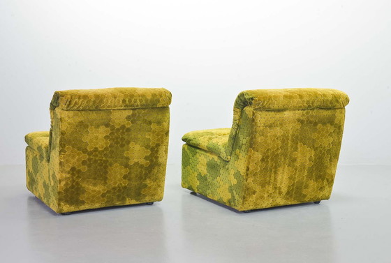 Image 1 of Laauser Gold- Green Velvet Dots Modular Lounge Sofa Set, 6 Elements. Germany, 1970s