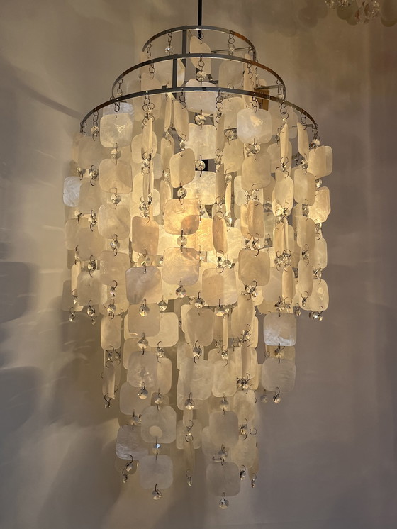 Capiz vintage shell hanging lamp design opaline mother of pearl 495 Whoppah
