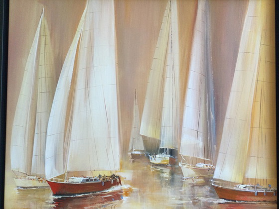 Image 1 of Wilfred Lang | Voiliers - peinture dans le cadre