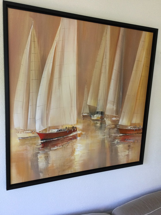 Image 1 of Wilfred Lang | Voiliers - peinture dans le cadre