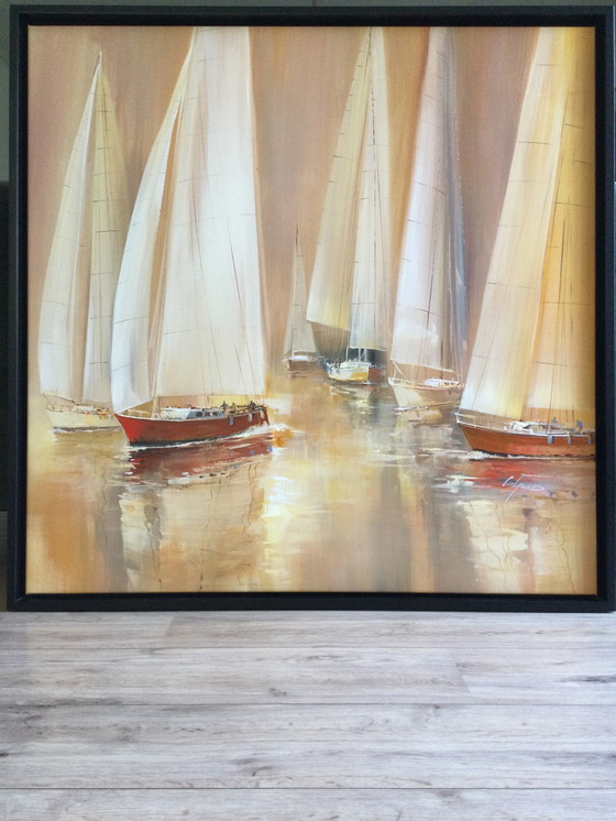 Image 1 of Wilfred Lang | Voiliers - peinture dans le cadre