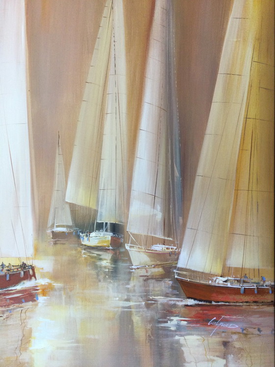 Image 1 of Wilfred Lang | Voiliers - peinture dans le cadre