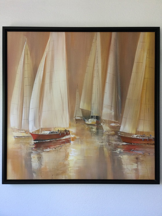 Image 1 of Wilfred Lang | Voiliers - peinture dans le cadre