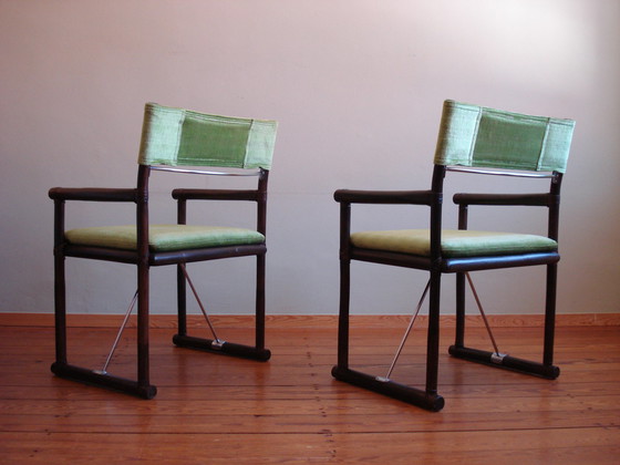 Image 1 of 2x vintage rattan safari chairs