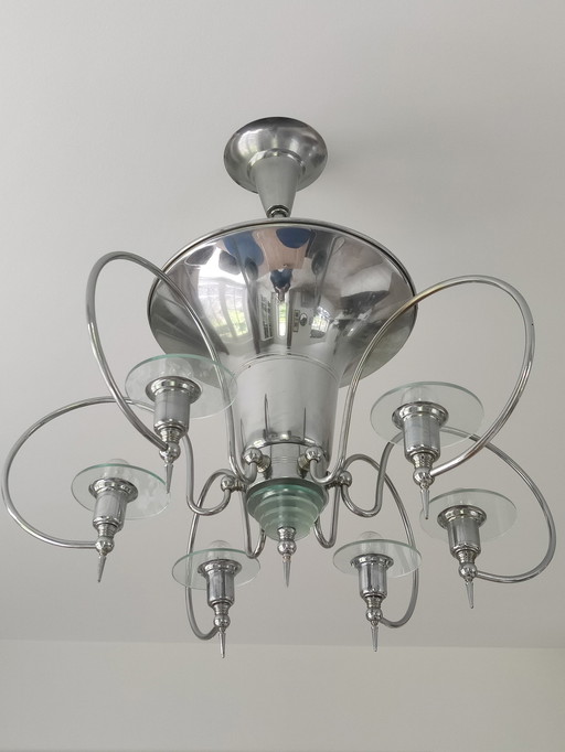 Lampe pendante vintage chromée