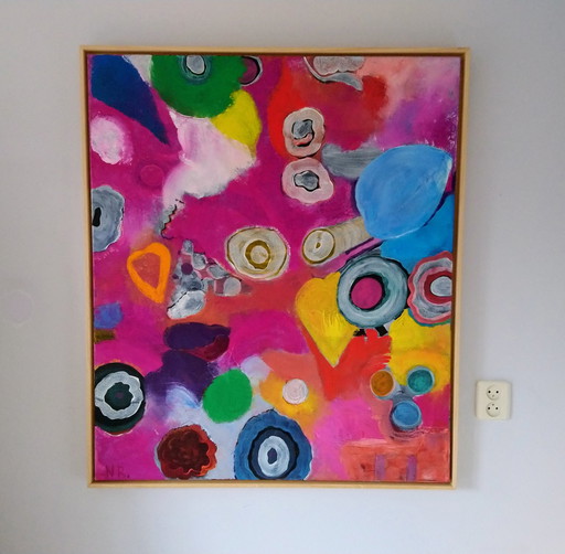 Nicola Rozemeijer - Colorful painting on canvas incl. Frame