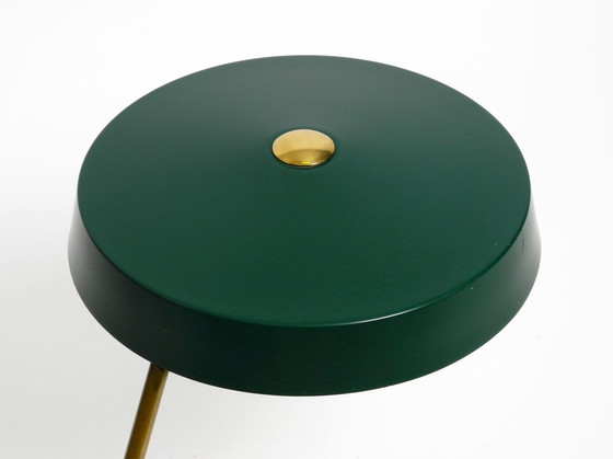 Image 1 of Original large heavy Mid Century Modern metal table lamp in British Green in dreamlike condition