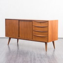 Credenza anni '50, VEB Hellerau, F. Ehrlich, noce, 150 cm, restaurata