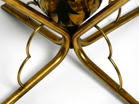 Image 1 of Beautiful very rare Italian mid-century round glass brass floral side table