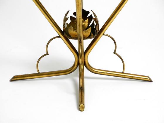 Image 1 of Beautiful very rare Italian mid-century round glass brass floral side table