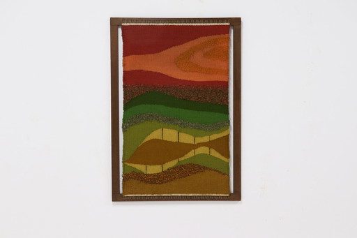 Large Framed Danish Abstract Wool Tapestry 1960s