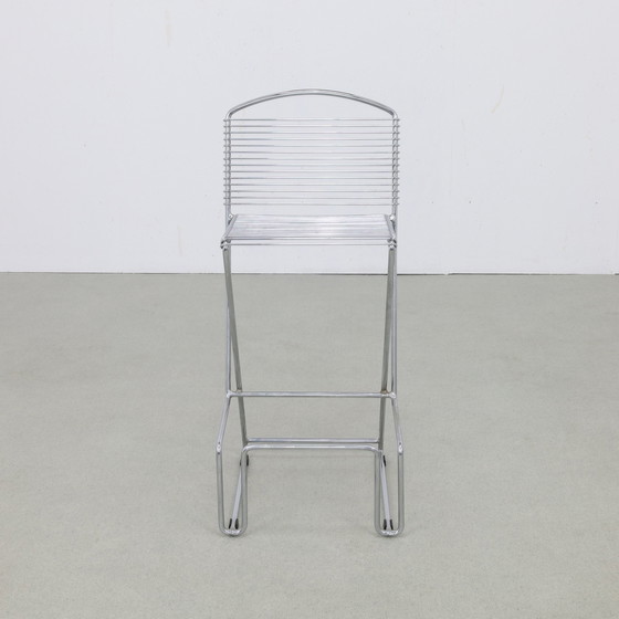 Image 1 of 2x Postmodern Barstool in Chromed Metal, 1980s