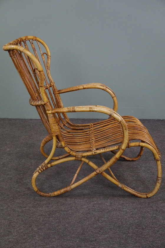 Image 1 of Rattan Belse 8 armchair with high back, Dutch Design Style, 1950