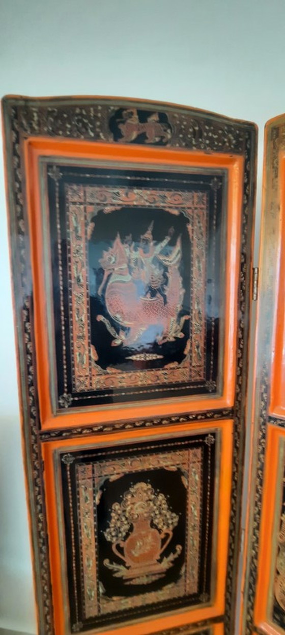 Image 1 of Classic lacquerwork folding screen from Burma