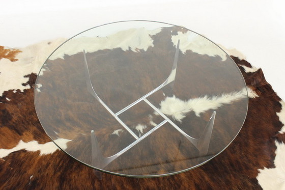 Image 1 of Knut Hesterberg Sculptural Aluminum Coffee Table for Ronald Schmitt, new 19mm glass top!