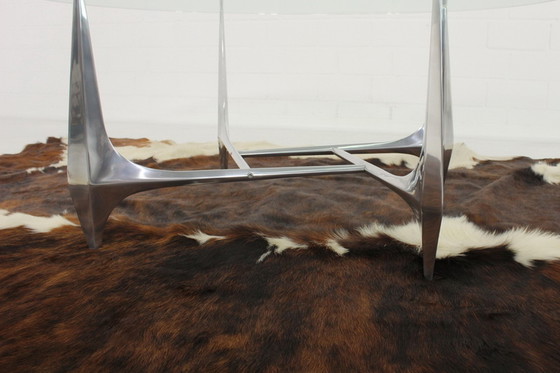 Image 1 of Knut Hesterberg Sculptural Aluminum Coffee Table for Ronald Schmitt, new 19mm glass top!