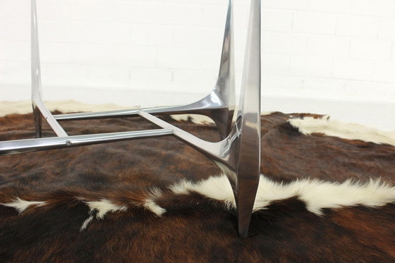 Image 1 of Knut Hesterberg Sculptural Aluminum Coffee Table for Ronald Schmitt, new 19mm glass top!