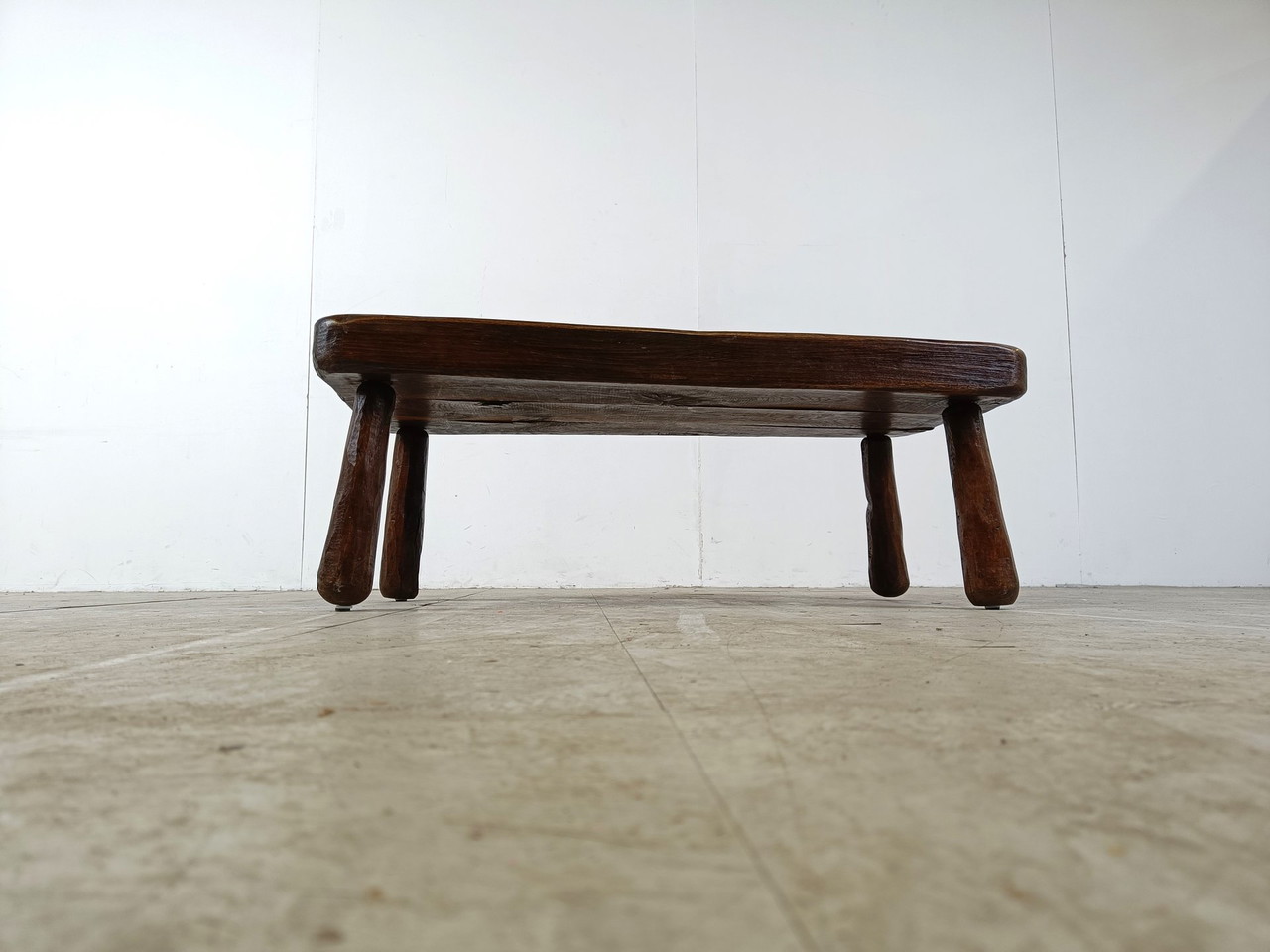 Brutalist solid wooden coffee table