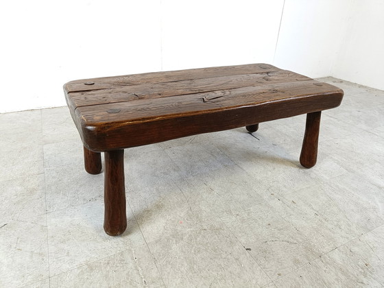 Image 1 of Brutalist solid wooden coffee table