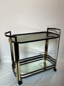 Chariot de bar vintage en métal doré style art déco