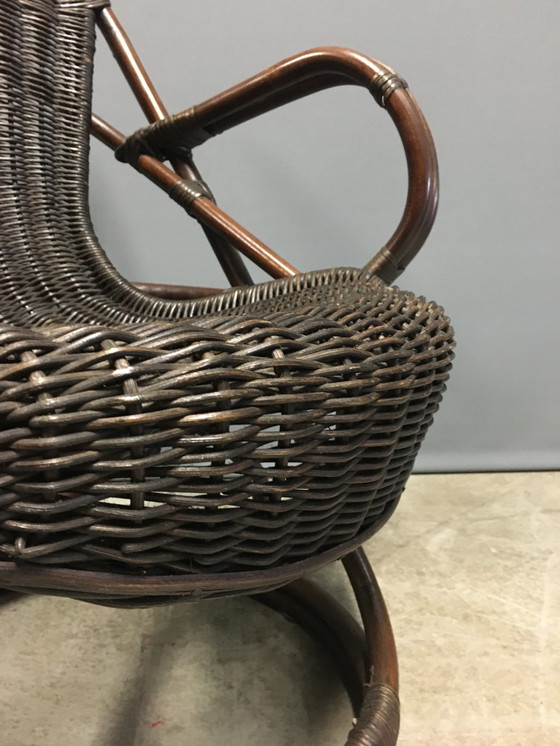 Image 1 of Mid Century rattan lounge chair