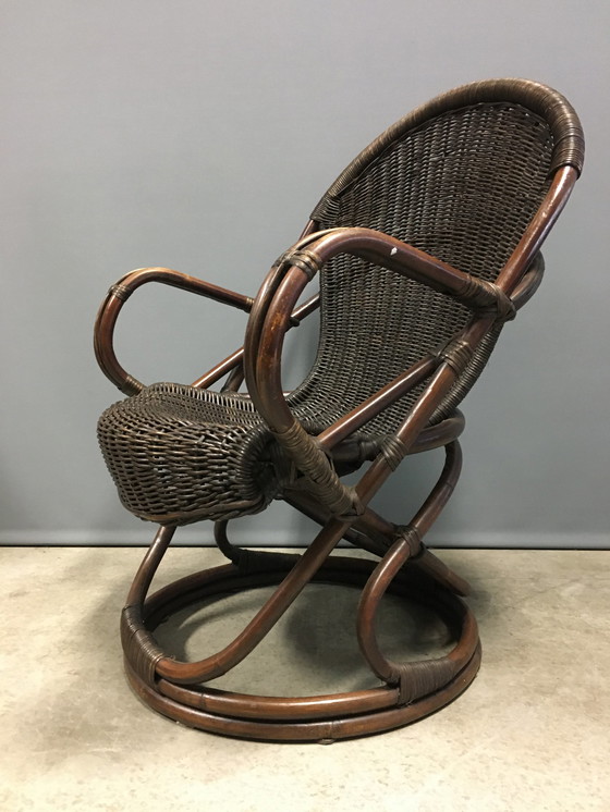 Image 1 of Mid Century rattan lounge chair