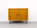 Credenza danese in teak con ante a serrandina del CFC Silkeborg, anni '80