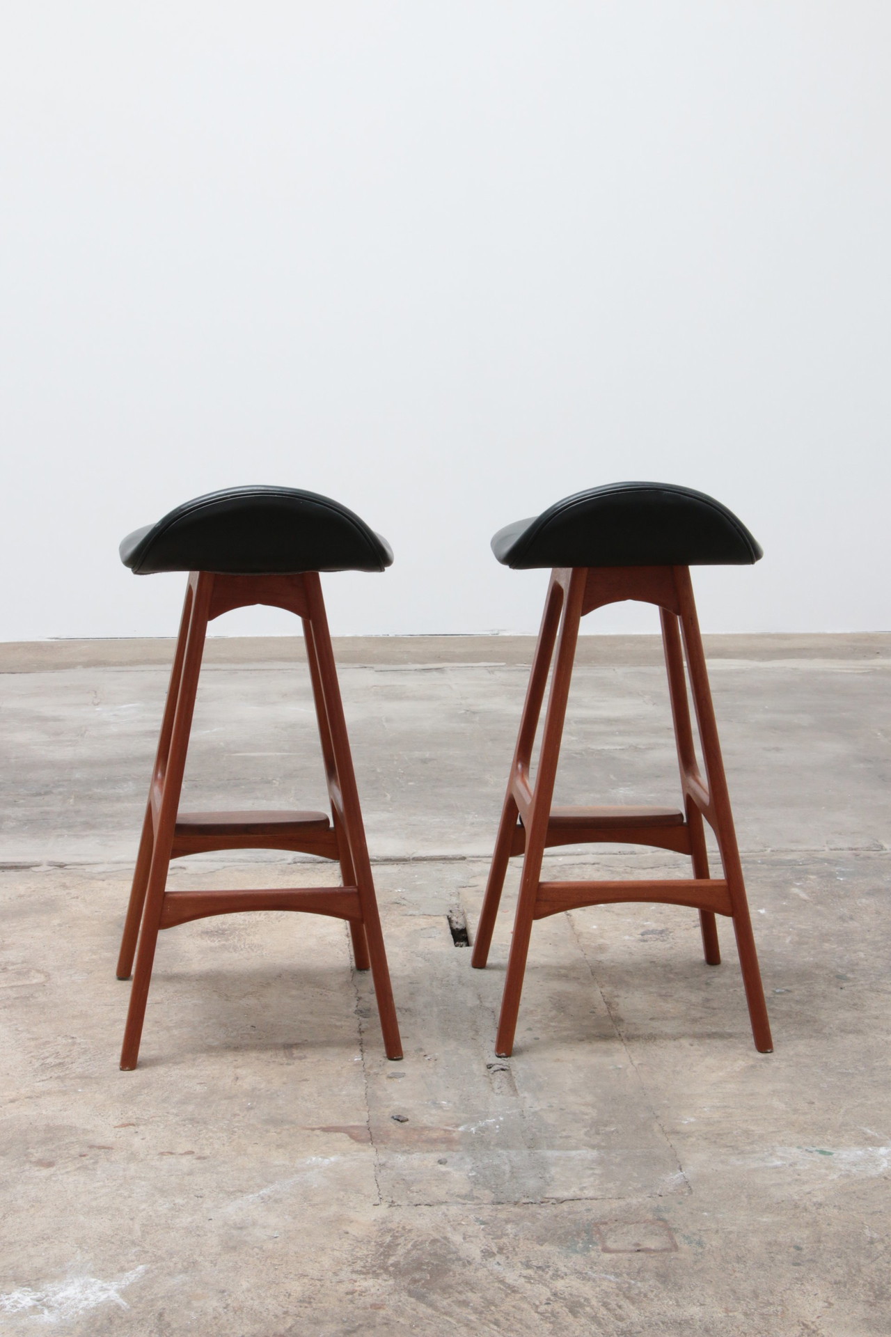 Set of two Erik Buch Teak wood bar stools 1960 Denmark