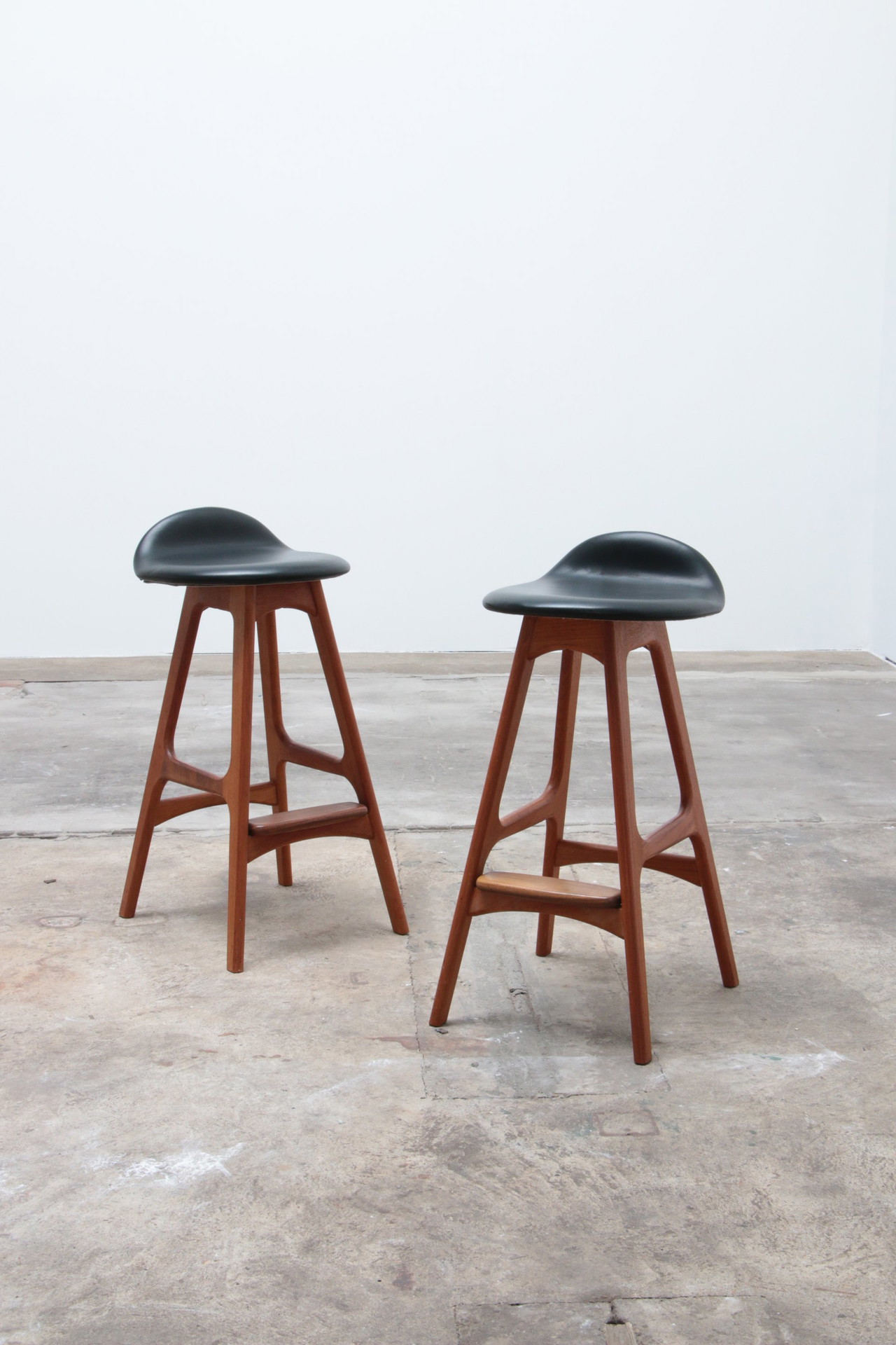 Set of two Erik Buch Teak wood bar stools 1960 Denmark
