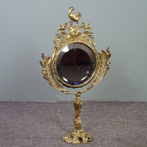 Gold-colored dressing table/mirror, French