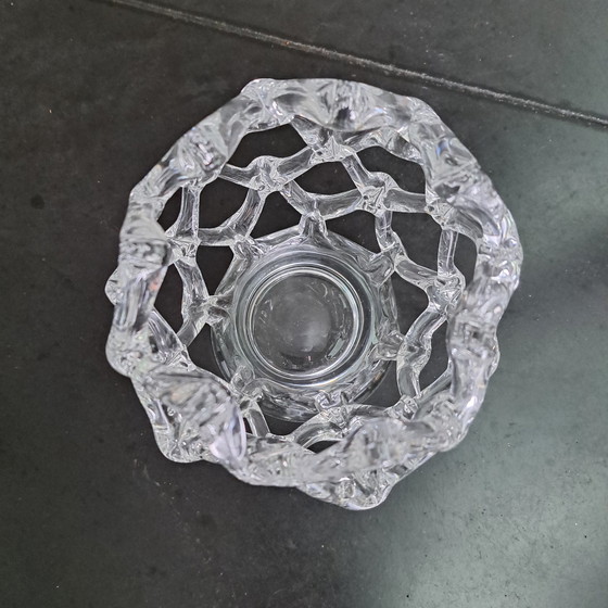 Image 1 of Vintage 'lattice' mouth-blown art vase