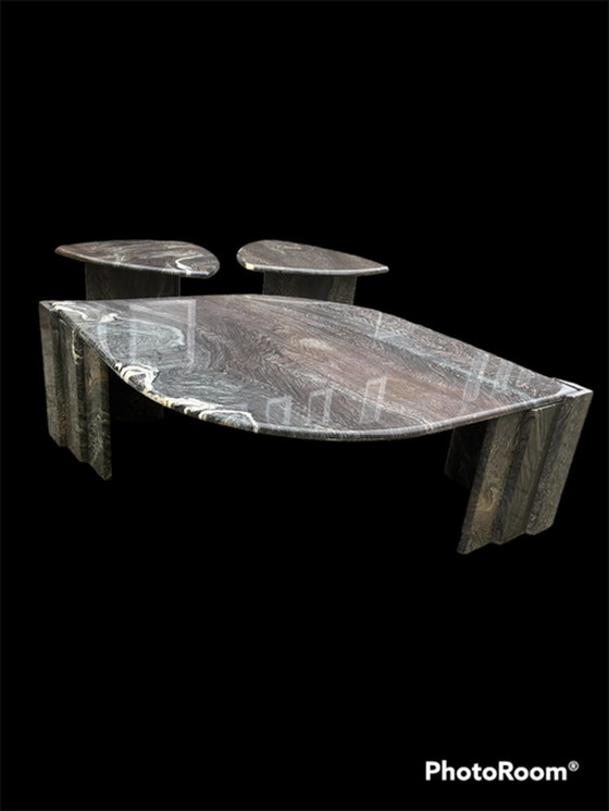 Image 1 of table basse et 2 tables d'appoint en marbre sicilli