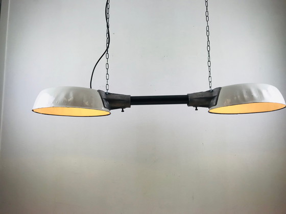 Image 1 of French vintage enamel hanging lamp